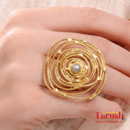 18 Kt Gold Plated round gold circular ring
