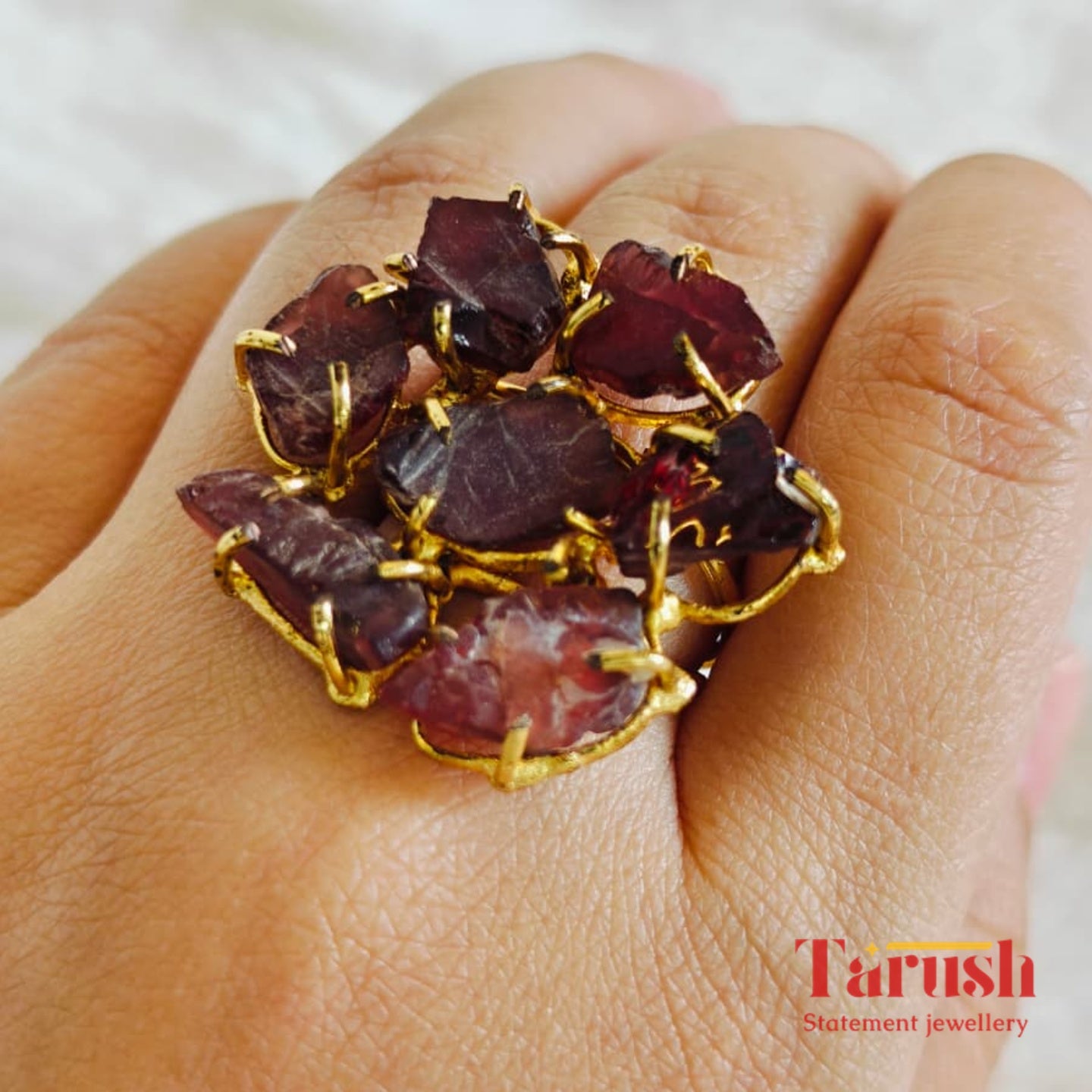 18 Kt Gold Plated Brown Semi precious stone ring Semi Precious stone