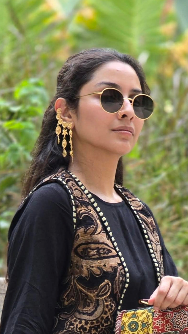 The Mashooka Earrings - 18 Kt Gold Plated Light weight - Dangling Ear Cuffs - Look Fabulous Everyday