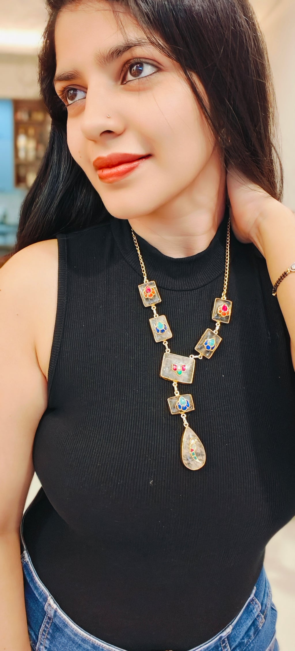 Pachi kundan Royal Necklace and earring set - 18 kt gold plated with - Anti Tarnish - Perfect for royal looks