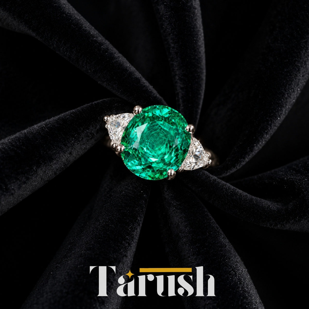 Green Rose Cut Diamond Look (DIAMOND REPLICA) Ring | Stainless Steel Anti Tarnish Adjustable Ring