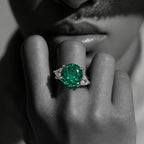 Green Rose Cut Diamond Look (DIAMOND REPLICA) Ring | Stainless Steel Anti Tarnish Adjustable Ring