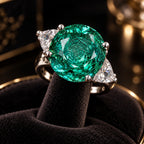Green Rose Cut Diamond Look (DIAMOND REPLICA) Ring | Stainless Steel Anti Tarnish Adjustable Ring