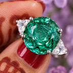 Green Rose Cut Diamond Look (DIAMOND REPLICA) Ring | Stainless Steel Anti Tarnish Adjustable Ring
