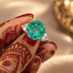 Green Rose Cut Diamond Look (DIAMOND REPLICA) Ring | Stainless Steel Anti Tarnish Adjustable Ring