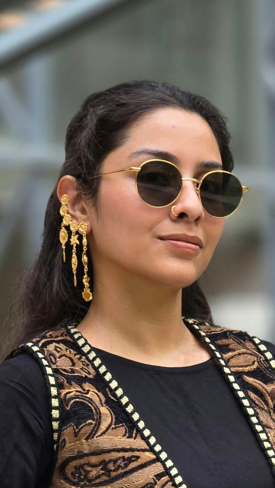 The Mashooka Earrings - 18 Kt Gold Plated Light weight - Dangling Ear Cuffs - Look Fabulous Everyday