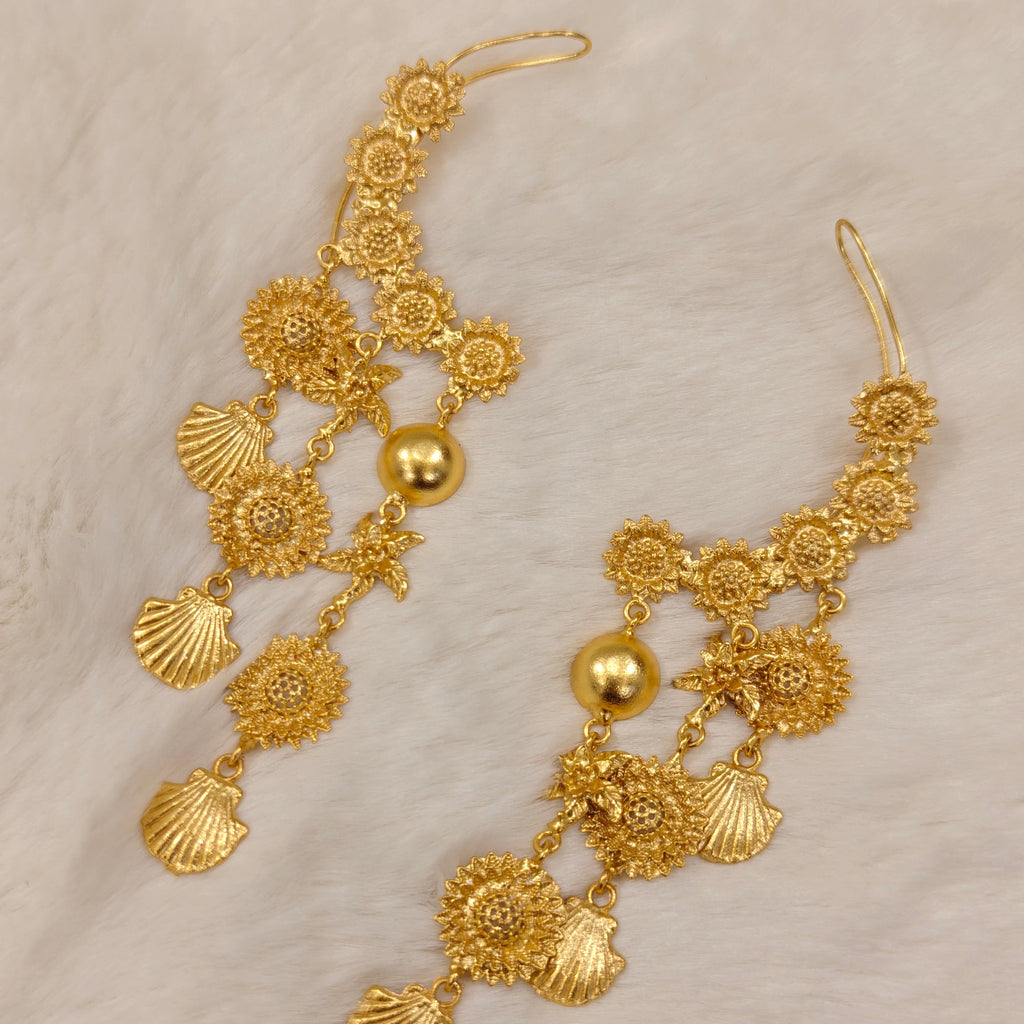 The Mashooka Earrings - 18 Kt Gold Plated Light weight - Dangling Ear Cuffs - Look Fabulous Everyday