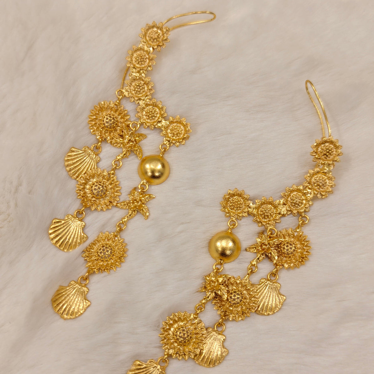 The Mashooka Earrings - 18 Kt Gold Plated Light weight - Dangling Ear Cuffs - Look Fabulous Everyday