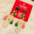 Mosaic Bloom Earrings - 18 Kt Gold Pated - Decorated with Precious stones and Kundans for that royal and elegant look - Perfect for all occasions