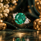 Green Rose Cut Diamond Look (DIAMOND REPLICA) Ring | Stainless Steel Anti Tarnish Adjustable Ring