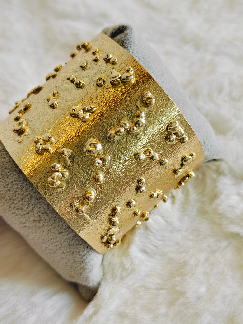 18 Kt Gold Plated Gold Hand cuffs that Makes a Statement - Perfect for Parties Semi Precious stone
