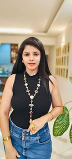 Celestial Cascade Necklace - Multicolour Stones - 18 Kt Gold Plated - decorated with Precious Stones