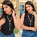 Celestial Cascade Necklace - Multicolour Stones - 18 Kt Gold Plated - decorated with Precious Stones