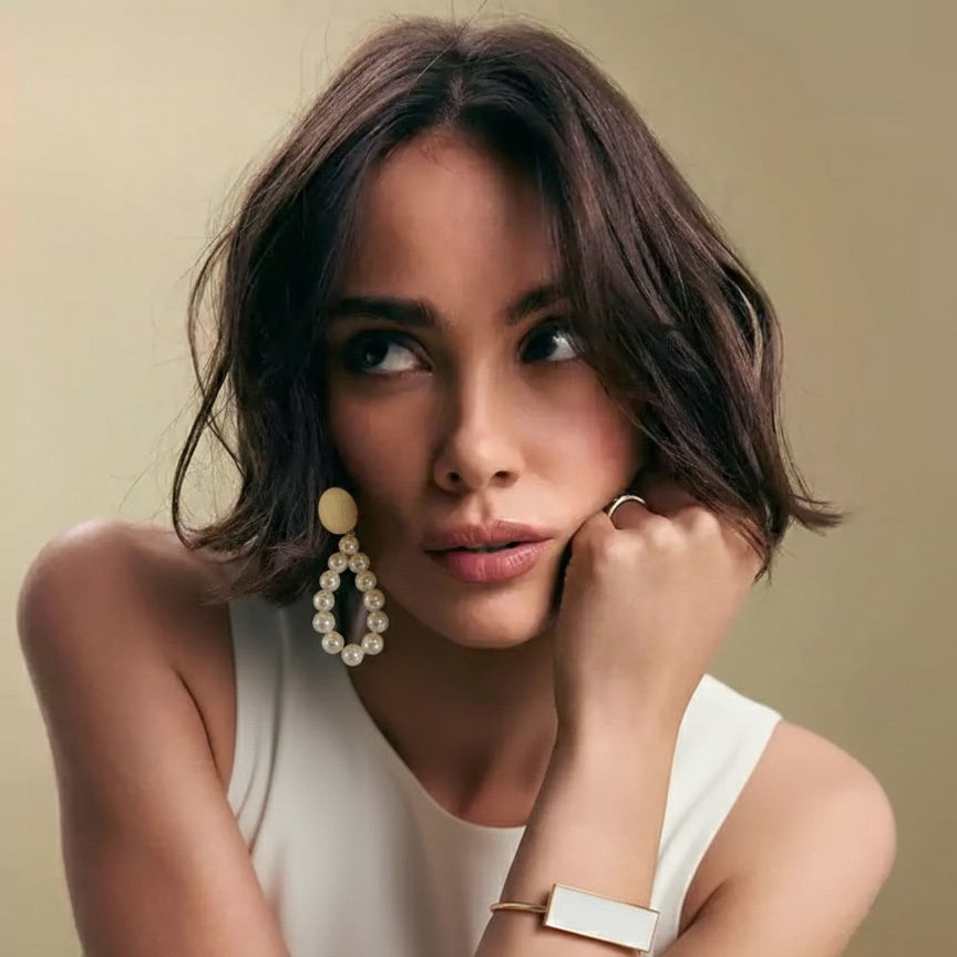 18 Kt Gold Plated - Classic white pearl earrings - Pearl earring - Look Fabulous Everyday