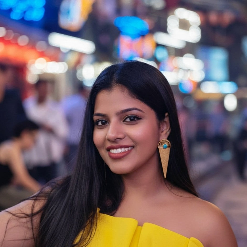 blue Turquoise triangle earring