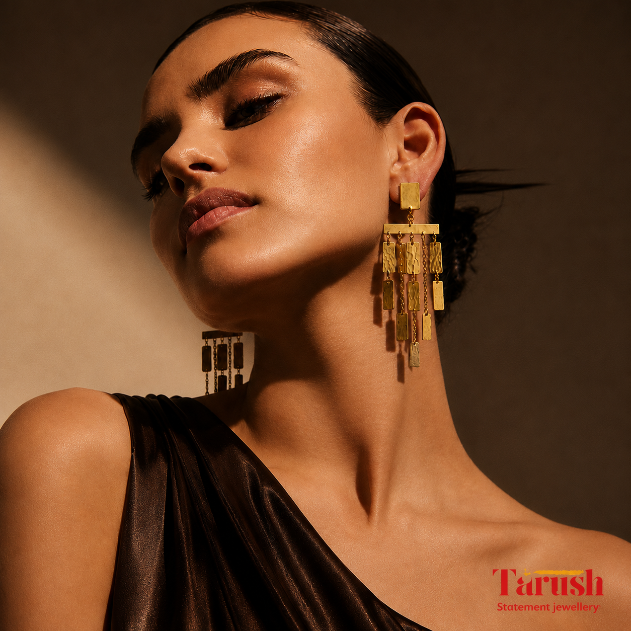 Dangling Blades Earring - 18 Kt Gold Plated Dangling Gold Blades Brass Earrings - Perfect For All Your Occasions