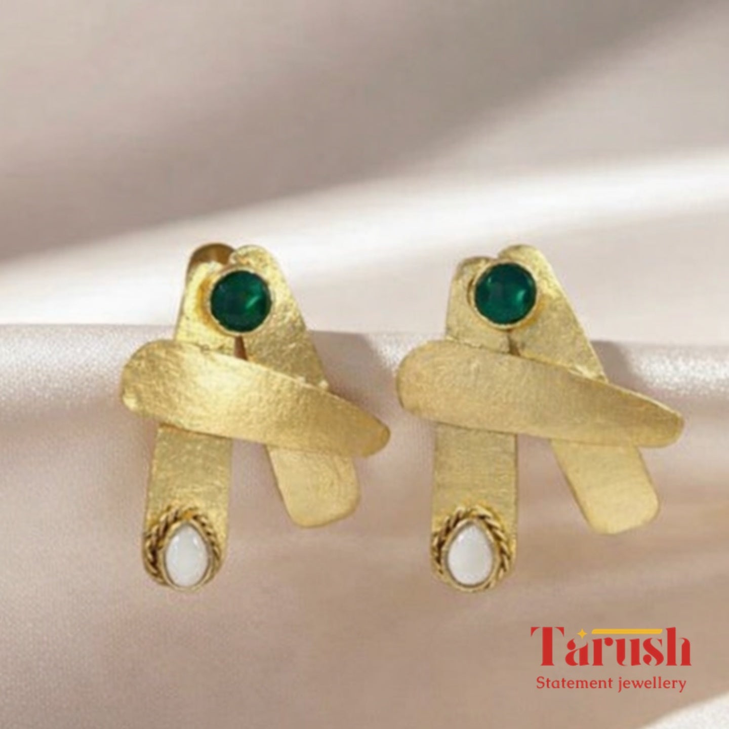 18 Kt Gold Plated - Green A Earring - Look Fabulous Everyday - Make a Statement