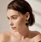 18 Kt Gold Plated Black Druzy earring - Perfect For Your Office Look Semi Precious stone
