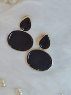 18 kt Gold Plated - Black Small Earring - Perfect For Office Wear