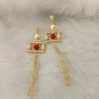 18 Kt Gold Plated Buddha red earring Semi Precious stone