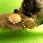 18 Kt Gold Plated Gold Plated Brass - Black with Round Gold Earring - Perfect for Your Everyday Look Semi Precious stone