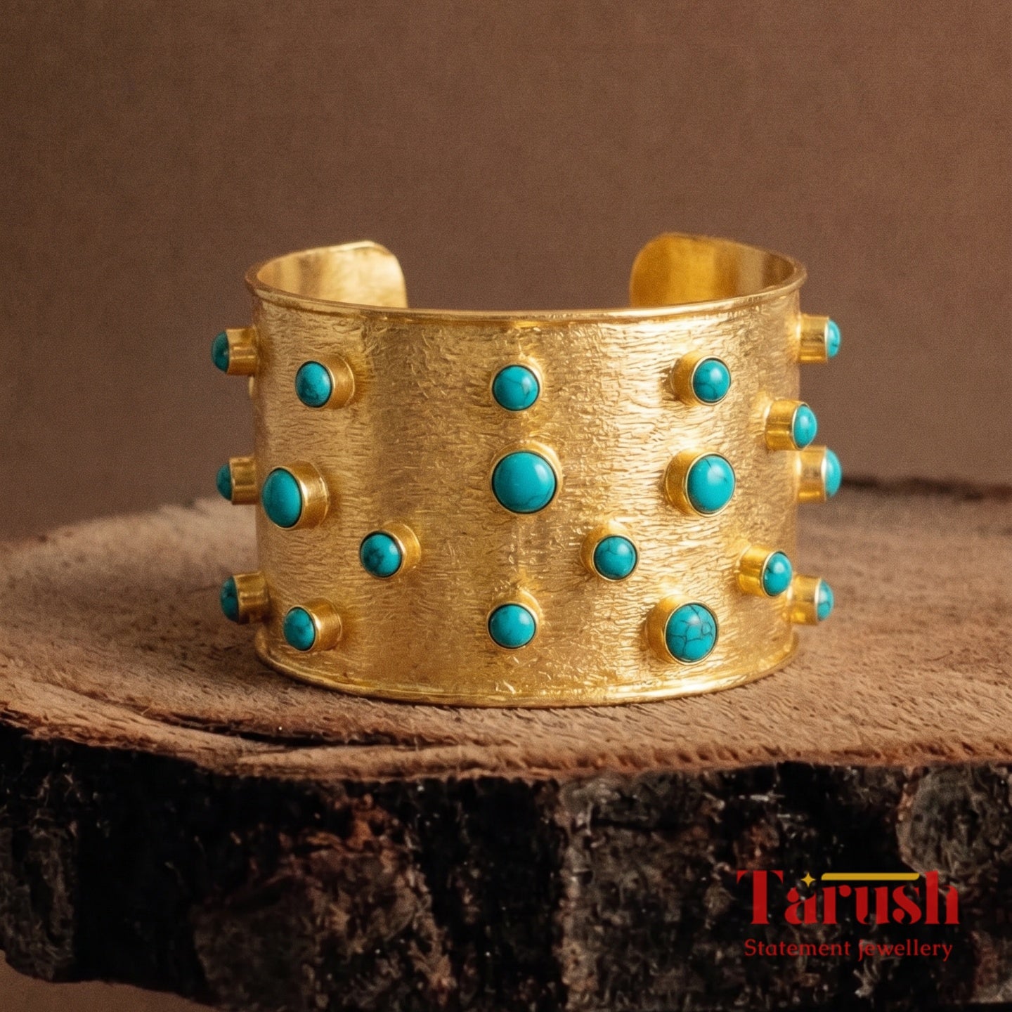 18 Kt Gold Plated Turquoise kada Semi Precious stone