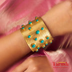 18 Kt Gold Plated Turquoise kada Semi Precious stone