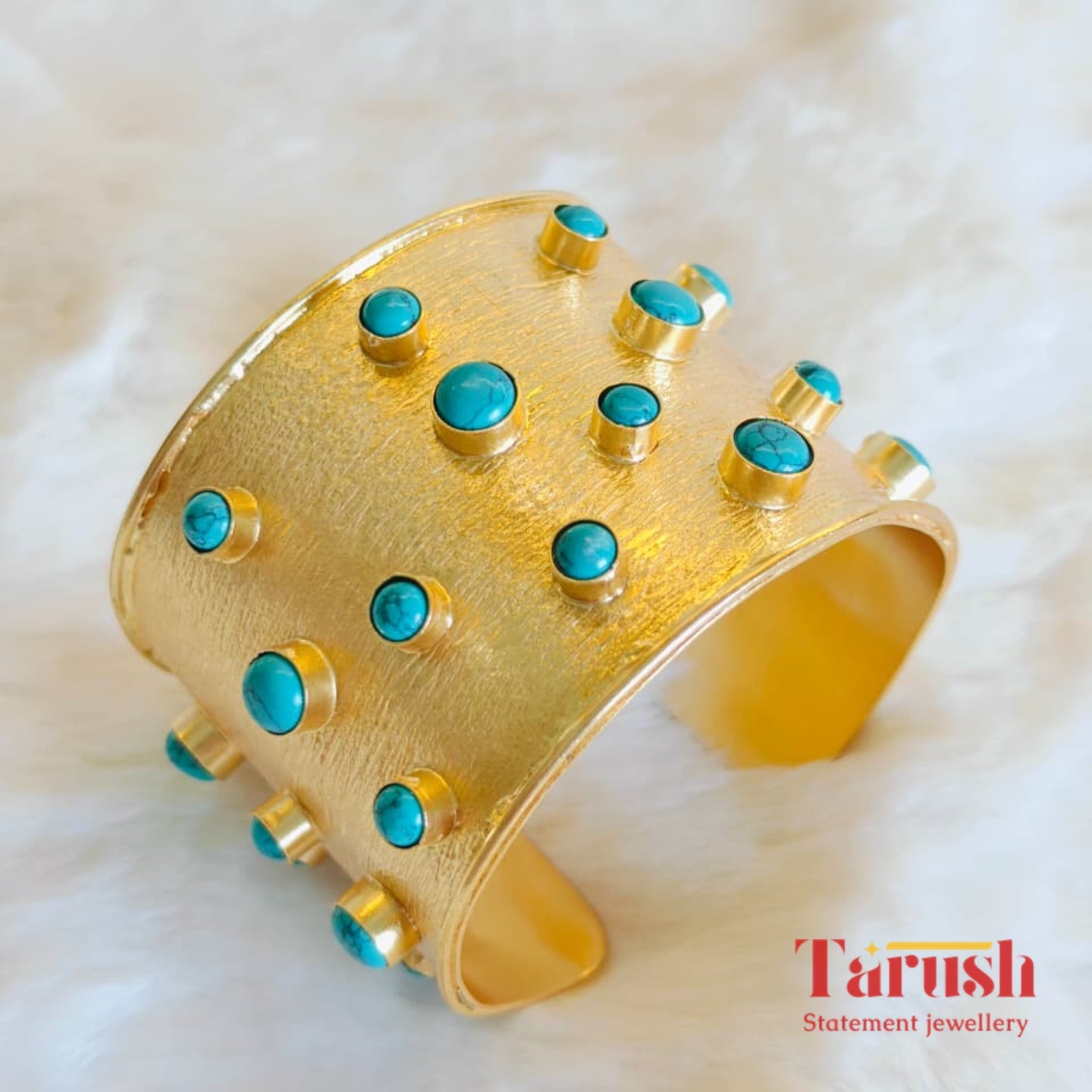 18 Kt Gold Plated Turquoise kada Semi Precious stone