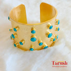 18 Kt Gold Plated Turquoise kada Semi Precious stone