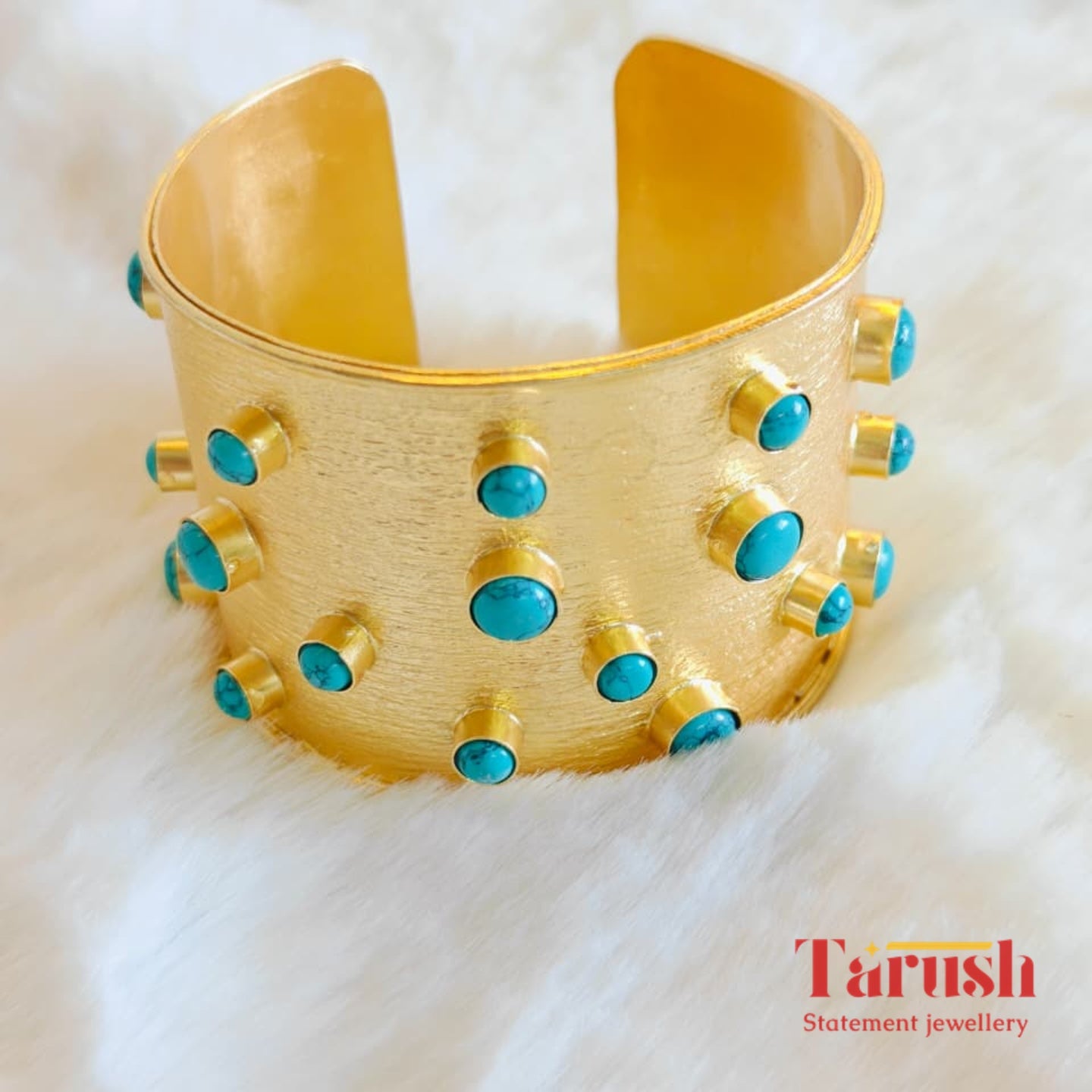 18 Kt Gold Plated Turquoise kada Semi Precious stone