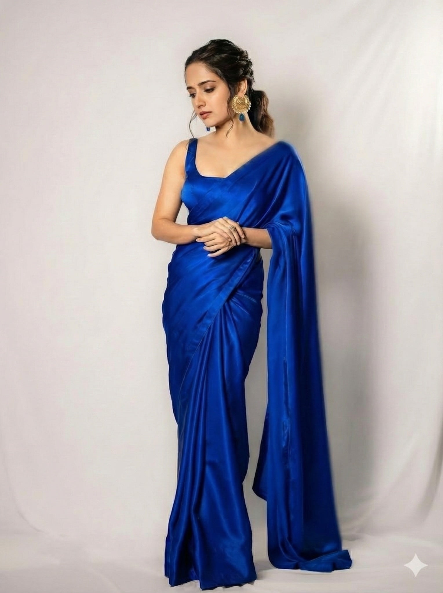 18 Kt Gold Plated dome earring royal blue druzy handing Semi Precious stone