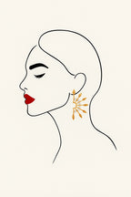 18 Kt Gold Plated half earring african Semi Precious stone