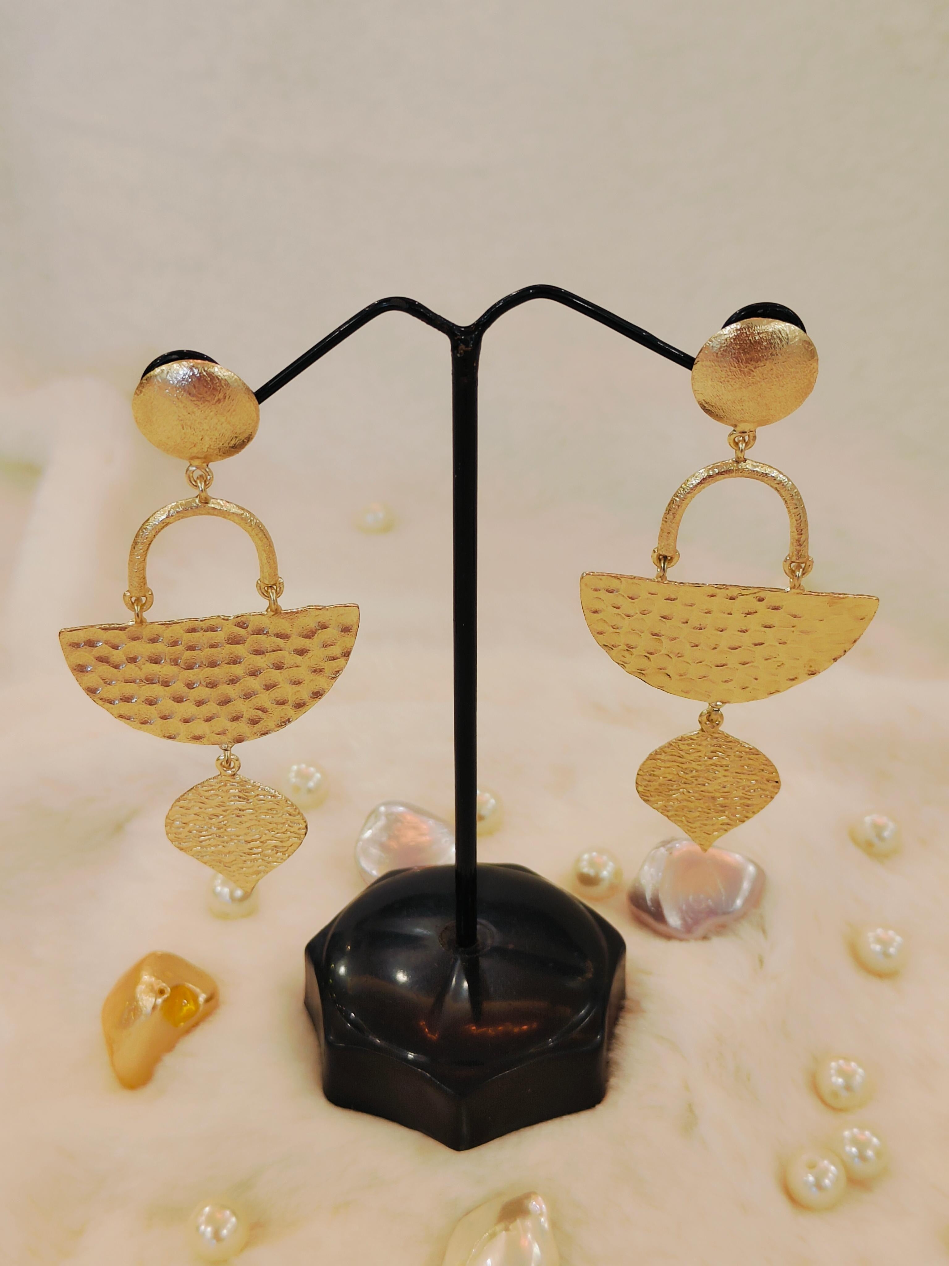 18 Kt Gold Plated - Dangler Earring Golden Earrings Semi Precious stone