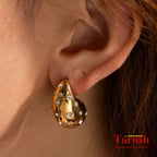 18 Kt Gold Plated water drop earring with Diamonds Semi Precious stone