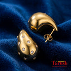 18 Kt Gold Plated water drop earring with Diamonds Semi Precious stone