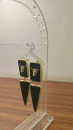 18 Kt Gold Plated green bull earrings Semi Precious stone