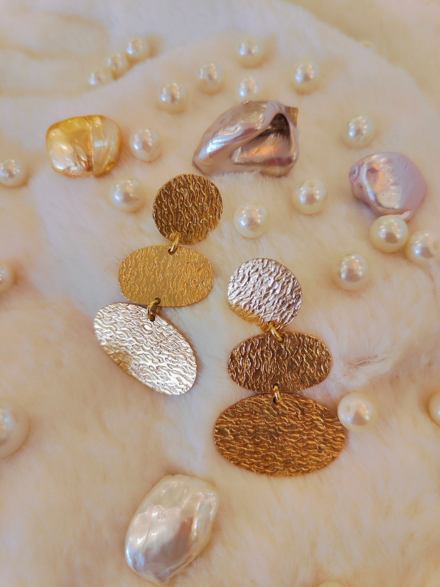 18 Kt Gold Plated gold three layer dangler Semi Precious stone