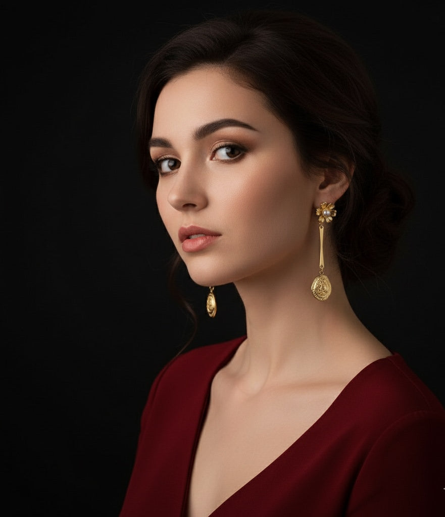18 Kt Gold Plated Uncut stone hanging earring Semi Precious stone