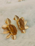 Druzy half flower earring