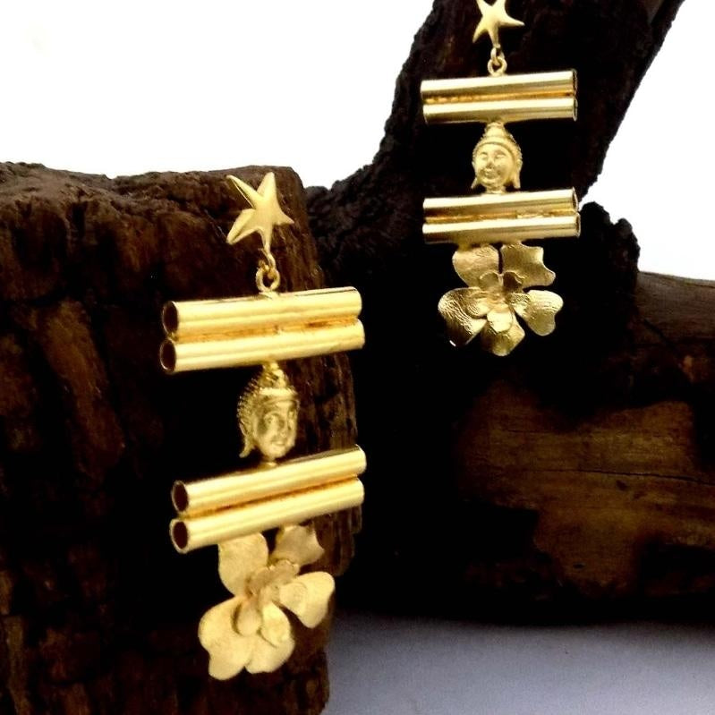 18 Kt Gold Plated Buddha earring for My Bold Mowen Semi Precious stone