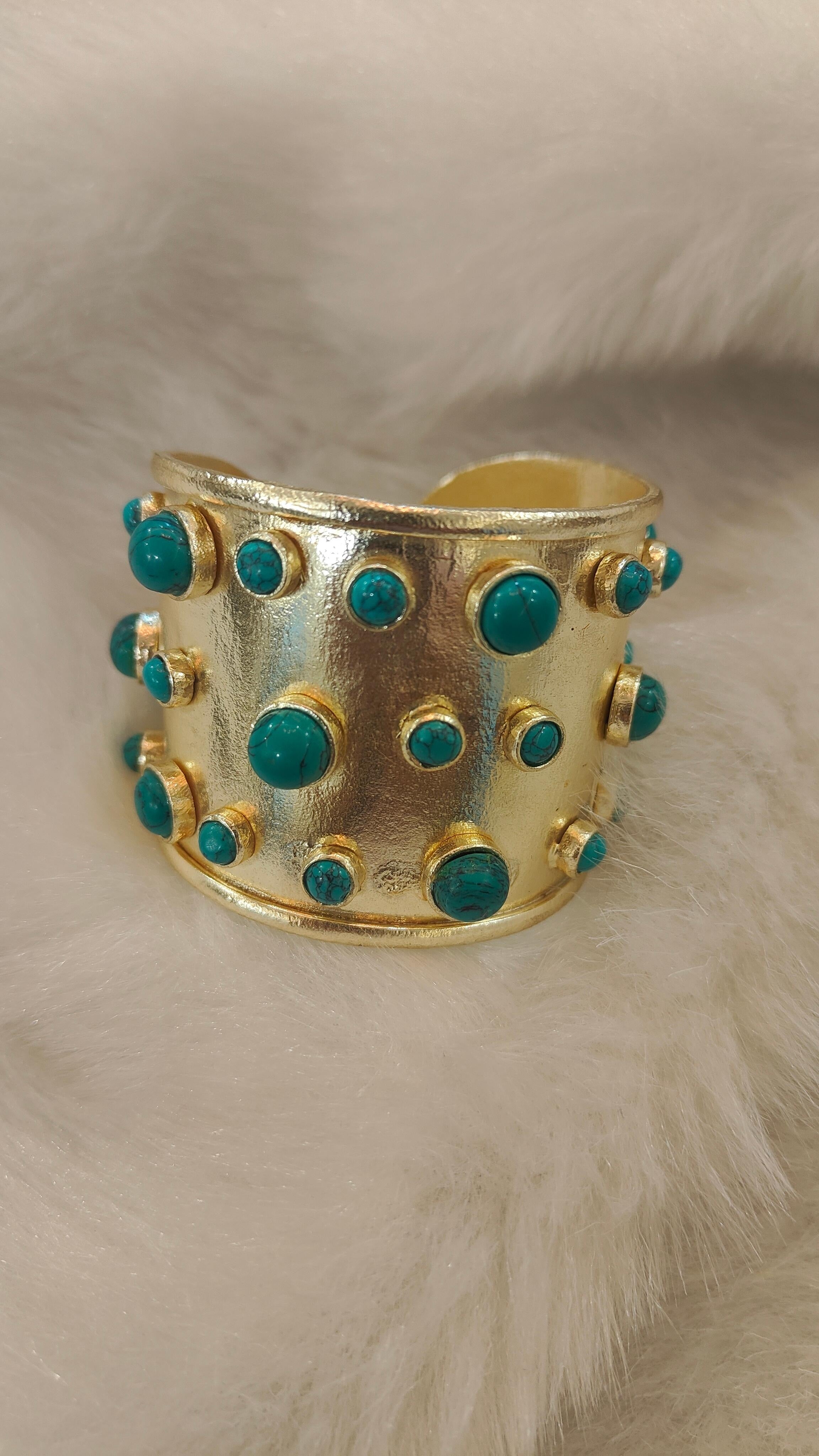18 Kt Gold Plated Turquoise kada Semi Precious stone