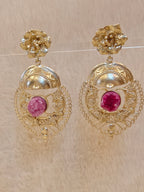 18 Kt Gold Plated Egypt Pink earring Semi Precious stone