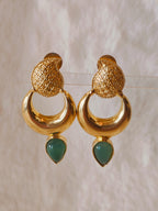 18 Kt Gold Plated Green Pan small earring Semi Precious stone